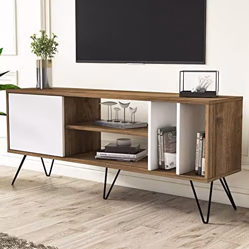DECOROTIKA Mistico Industrial TV Stand and Media Console in White and Brown – 3