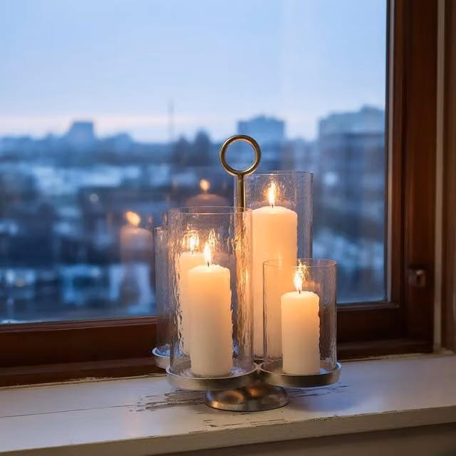 Orsina Verve 4-Light Silver Metal Pillar Candle Holder
