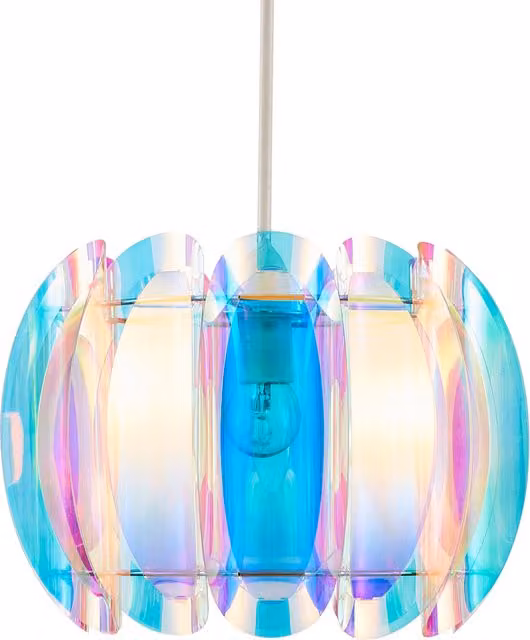 Litecraft Glow Iridescent Cylinder Lampshade, Purple Multicolour, Diameter: 30 cm