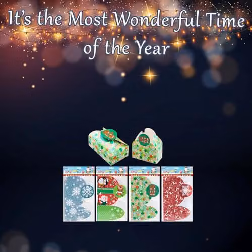 VFM e-Store Christmas Gift Boxes with 4 Festive Designs, Multicolour, W/D/H: 18 x 7 x 11 cm – 2