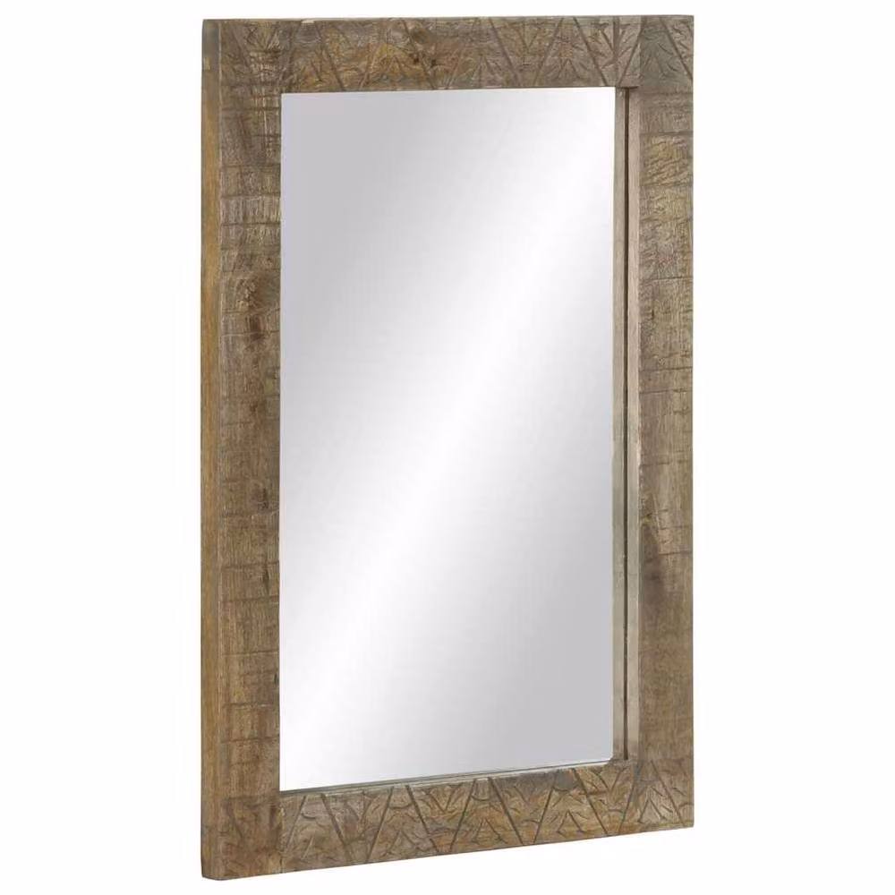 Berkfield Home Rectangular Bathroom Wall Mirror in Brown Solid Wood, W: 50 cm, D: 2.5 cm, H: 70 cm – 2