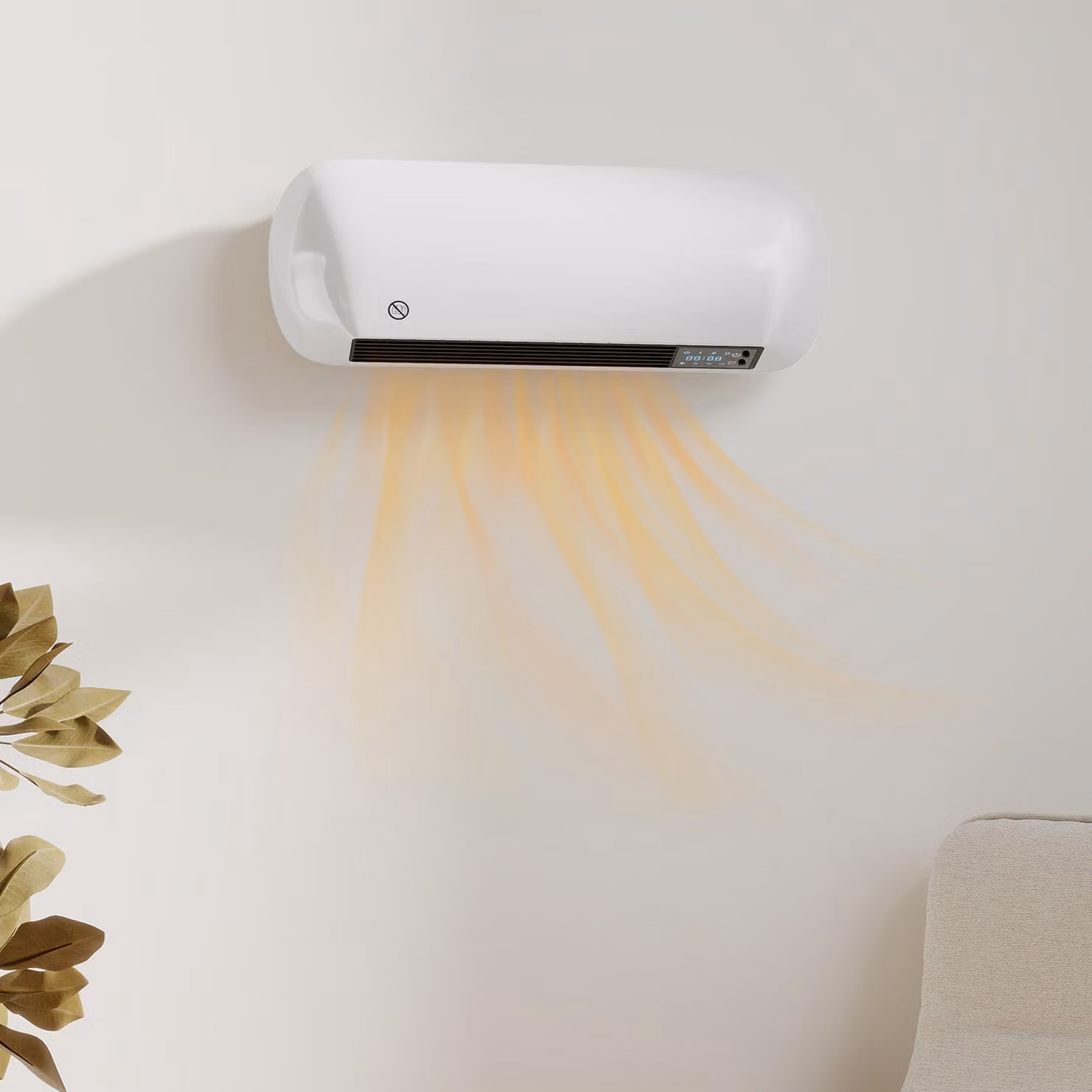 HOMCOM 2000W Ceramic Electric Fan Heater with Adjustable Thermostat, Timer, Remote Control and Overheat Protection, Wall Mounted, White – 2