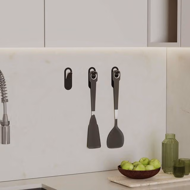 Decortie Elix Modern Triple Hook Set of 3 in Matt Black Metal – 2