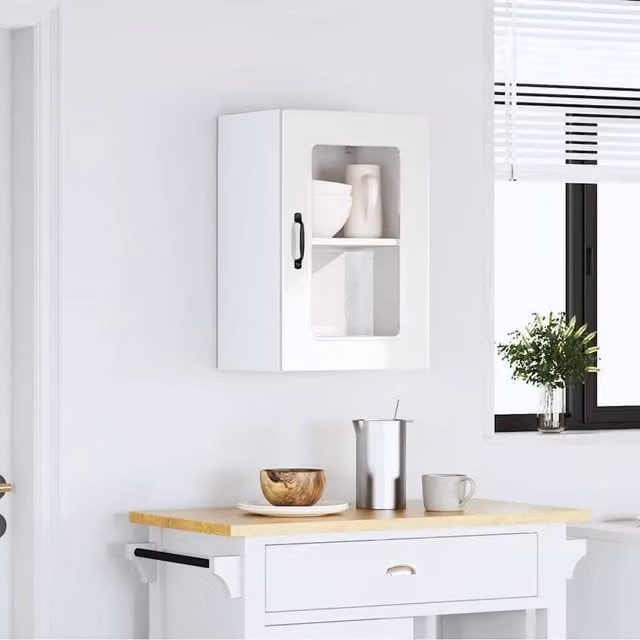 Berkfield Home Lucca Wall Mounted Kitchen Cabinet with Glass Doors in Concrete Grey and White