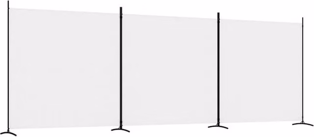 Berkfield Home 3-Panel Fabric Room Divider, White, H x W: 180 x 525 cm
