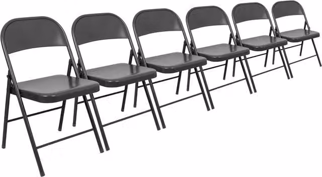 Harbour Housewares Pack of 6 Black Metal Folding Dining Chairs