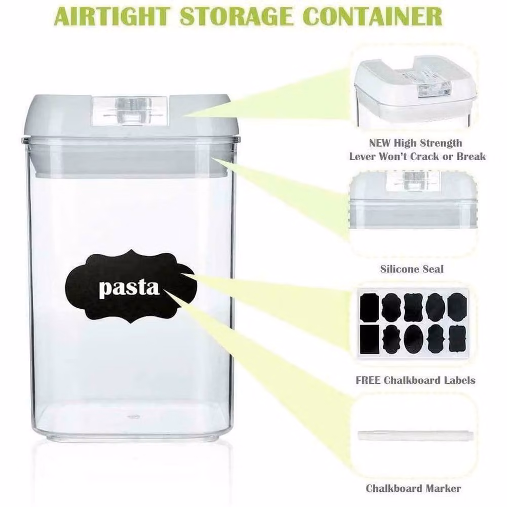 PAWNORA 7 Piece Airtight Stackable Dry Food Storage Container Set in Transparent Plastic – 2