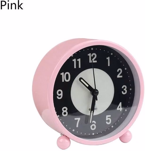 PAWNORA Pink Silent Quartz Bedside Alarm Clock with Glow in the Dark Feature W/D/H: 100 x 100 x 100 cm