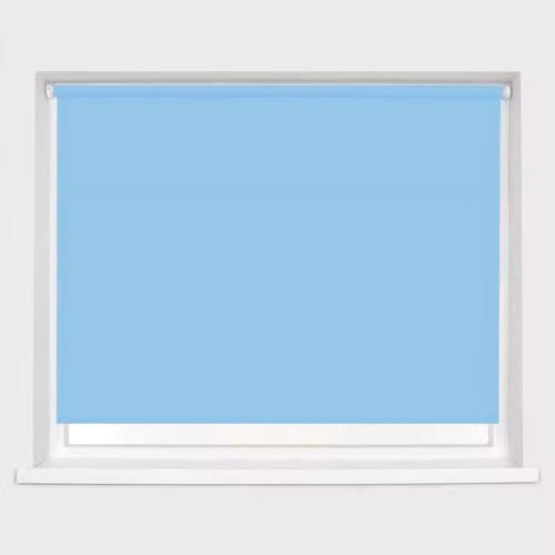 Caecus Blue Opaque Straight Edge Dim-Out Roller Blind, W: 90 cm, H: 160 cm