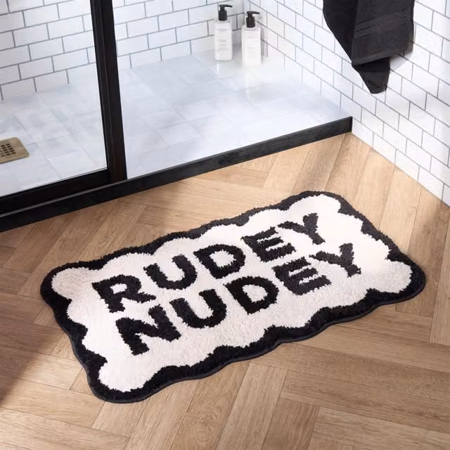OHS Rudey Nudey Non-Slip Soft Shaggy Bath Mat, White, W/D/H: 75 x 45 x 1 cm – 1