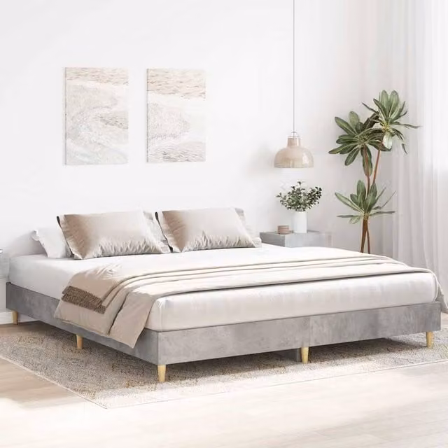 Berkfield Home Durable Bed Frame in Concrete Grey, W/D/H: 160 x 25 x 203 cm