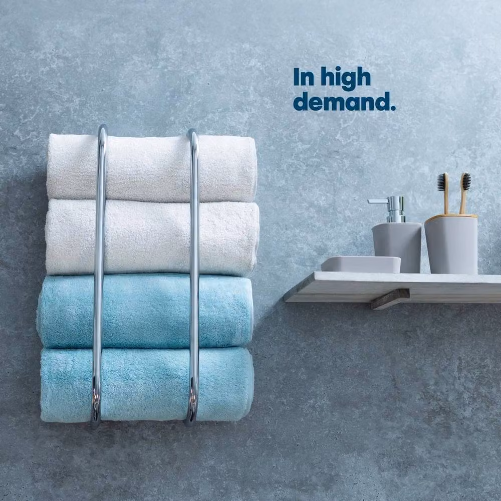 PAWNORA Silver Metal Wall Mounted Towel Rack – 2