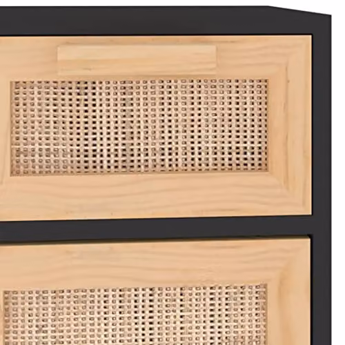 vidaXL Black Sideboard in Solid Pine Wood and Natural Rattan, W/D/H: 60 x 30 x 75 cm – 4
