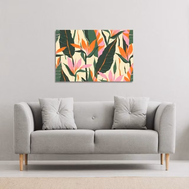 Benjamin Tate Design LTD Jungle Plants Botanical Canvas Print, Multicolour, W: 77 cm, H: 77 cm