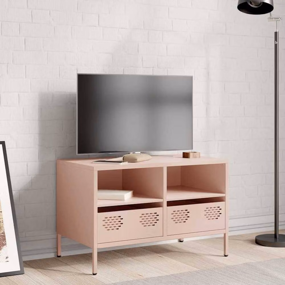Berkfield Home Industrial Pink TV Cabinet in Matt Cold-rolled Steel, W: 68 cm, D: 39 cm, H: 43.5 cm – 3