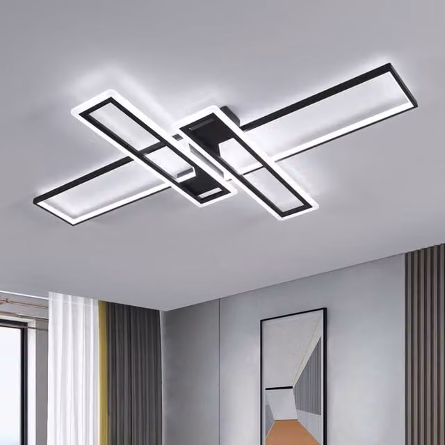 COMELY 65W Modern LED Ceiling Light in Black with Cool White Light, W: 120 cm – 1