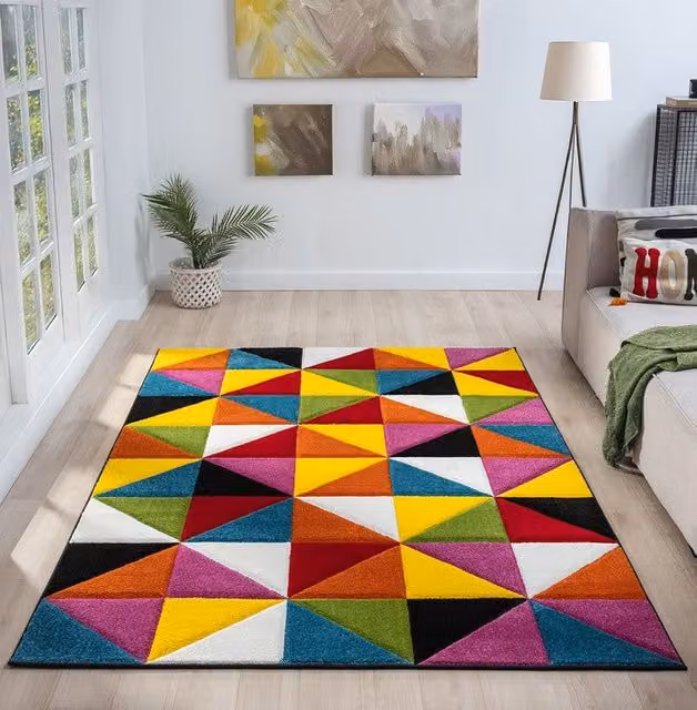 Ultimate Rug Collection Spectra Carved Heatset Geometric Multicolour Machine Woven Rug W: 120 cm, D: 170 cm – 1