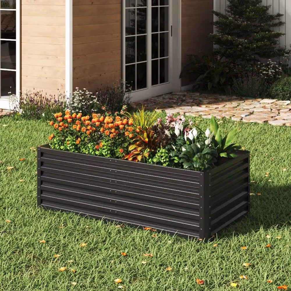 Kelvenix Steel Elevated Raised Garden Bed Planter Box in Black, W/D/H: 180 x 90 x 57 cm – 3