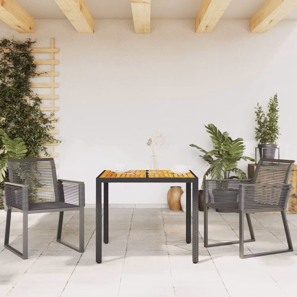 Berkfield Home Set of 2 Modern Black Poly Rattan and Metal Garden Chairs – 3