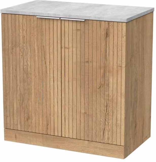 Balterley Callingwood 2 Door Bathroom Vanity and Bellato Top in Autumn Oak Brown, Width: 80 cm – 1