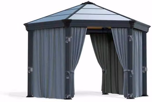 Palram Grey Polyester Curtain Set for Hexagonal Gazebo, W: 232 cm, L: 217 cm – 3