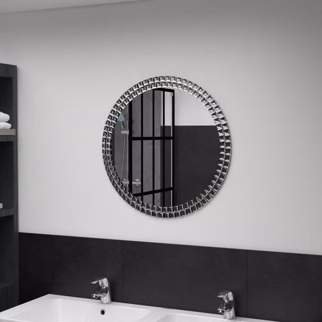 Berkfield Home Modern Round Wall Mirror in Silver with Tempered Glass, Diameter: 60 cm