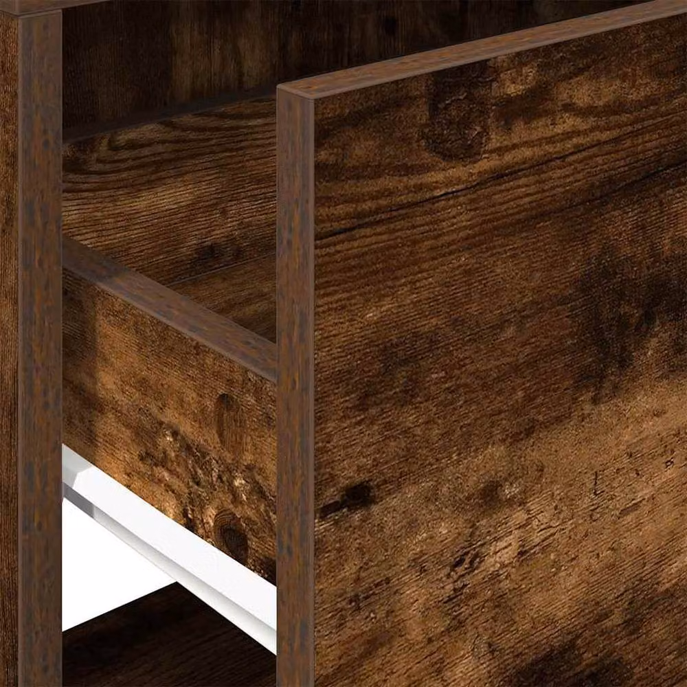 Berkfield Home Set of 2 Smoked Oak Bedside Cabinets with Drawer in Brown, W/D/H: 51 x 31 x 47 cm – 6
