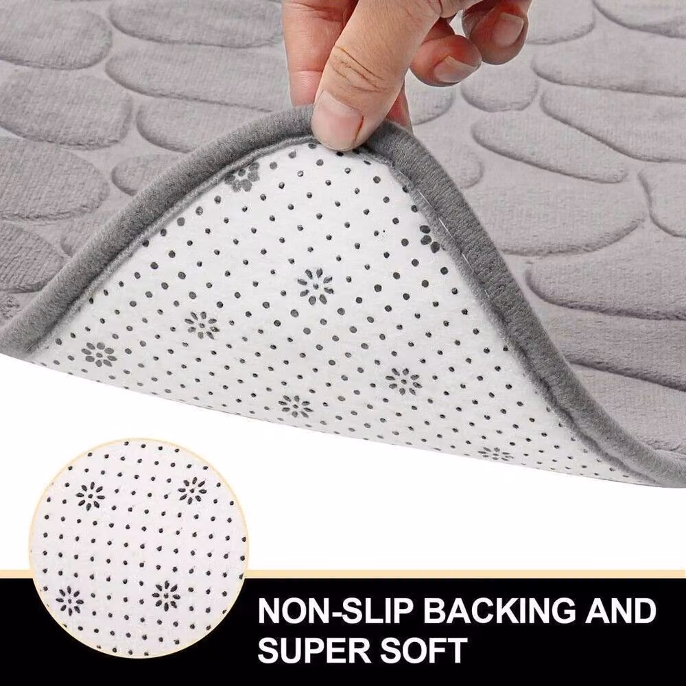 FLAVORA Grey Semicircular Non-Slip Foam Bathroom Mat, W: 40 cm, D: 100 cm – 2
