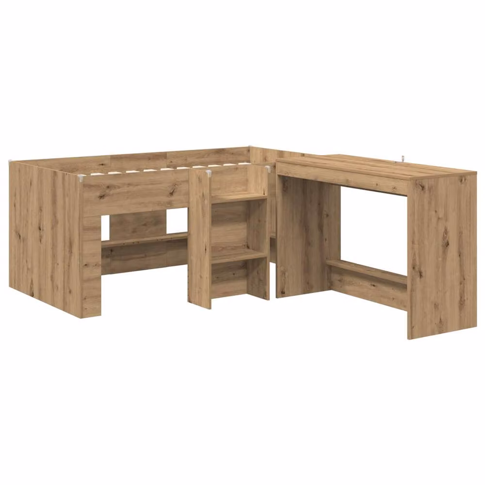 Berkfield Home Kids High Bed Frame with Desk in Artisan Oak Brown – 2