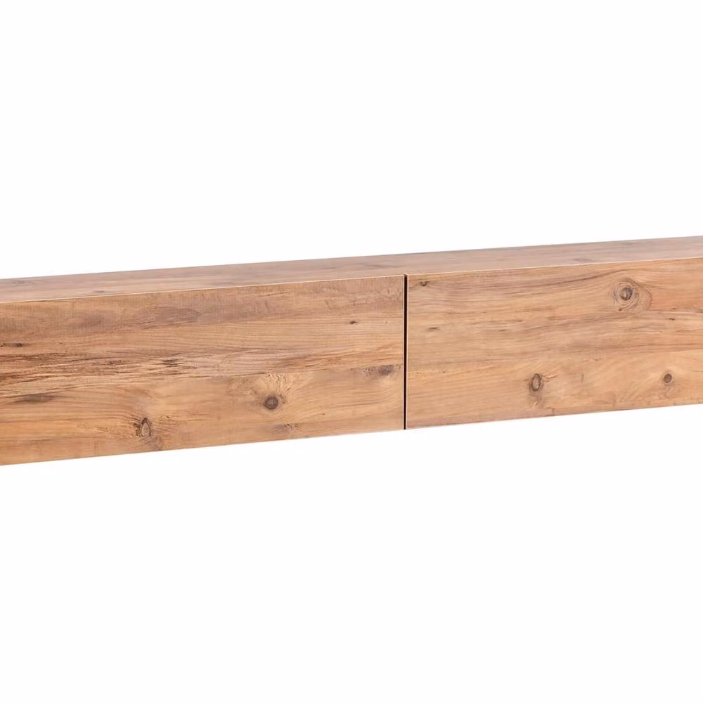 Wyld and Coco Minimalist Wall-Mounted TV Stand in Brown, suitable for up to 70 Inch TVs, with 2 Cabinets, W/D/H: 180 x 32 x 30 cm – 2