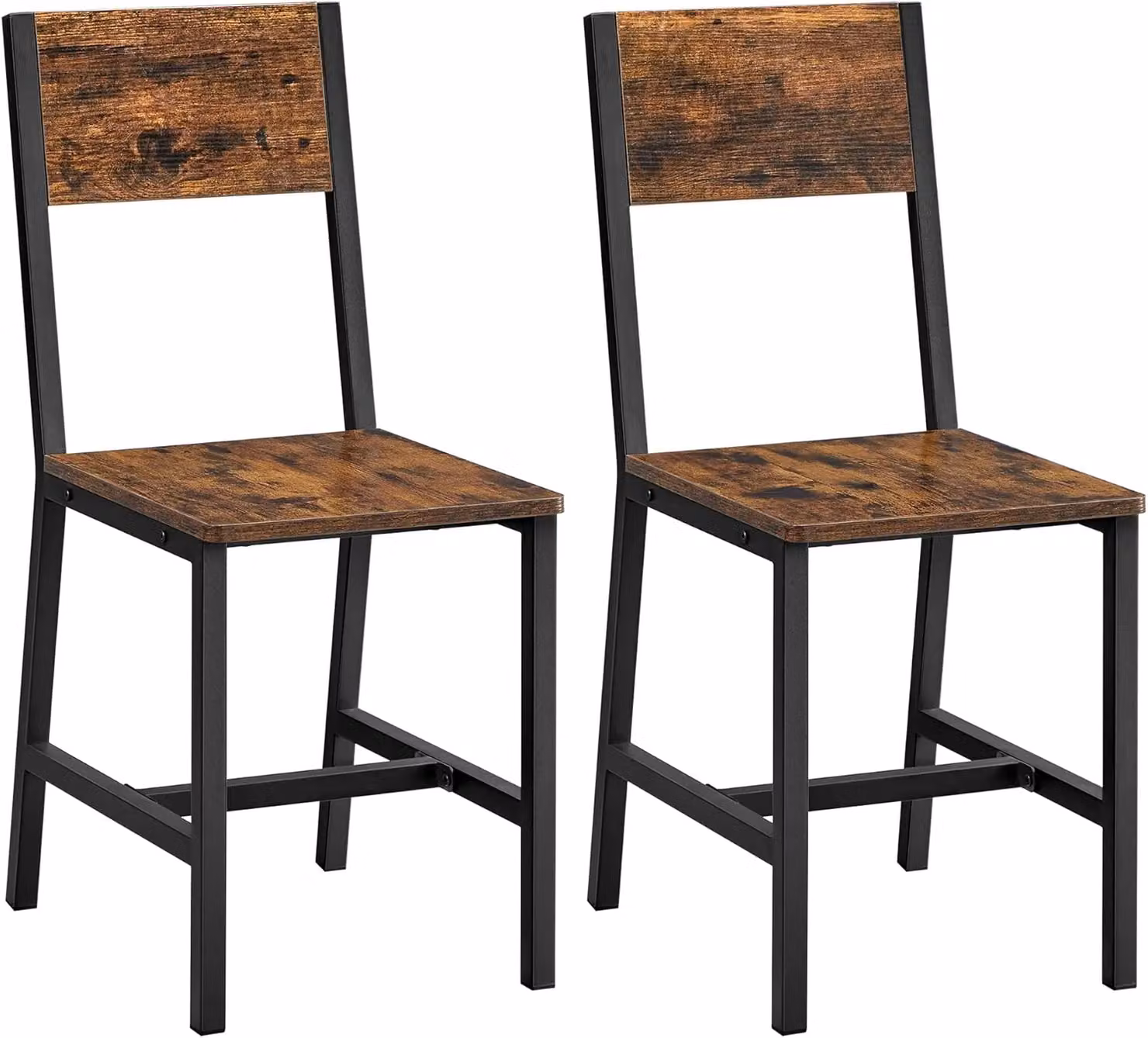 VASAGLE Industrial Set of 2 Dining Chairs with Steel and Wood Frame in Brown – 5