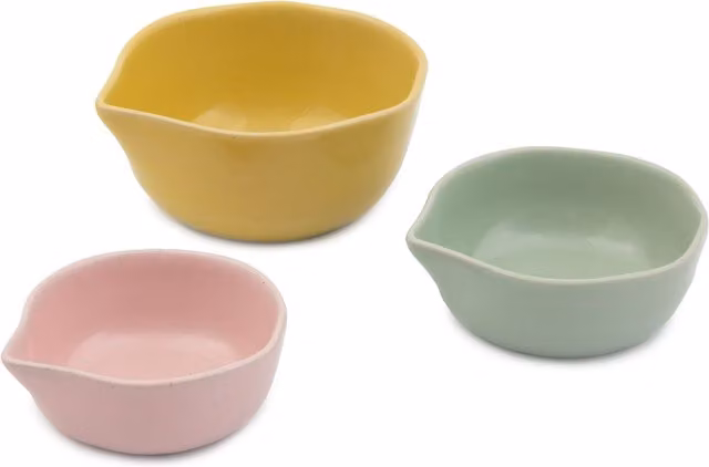 Jamie Oliver Big Love Nesting Pinch-Me Ceramic Stoneware Measuring Cup Set, Multicolour, Set of 3