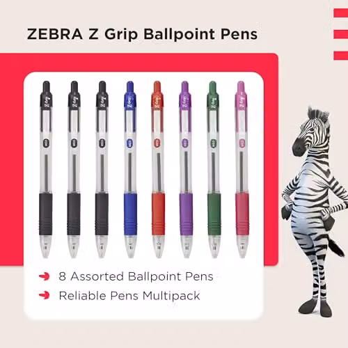 Zebra Z-Grip Ballpoint Pens, Multicolour, 8 Pack – 2