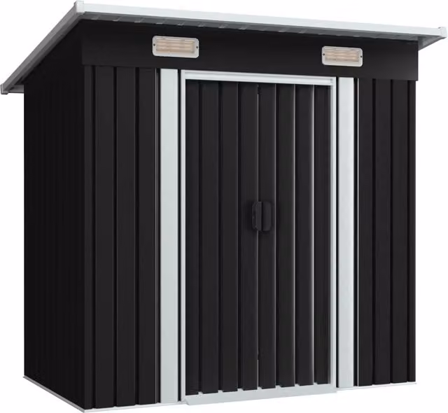 Berkfield Home Modern Anthracite and Black Galvanised Steel Garden Shed with Sliding Doors and Side Vent