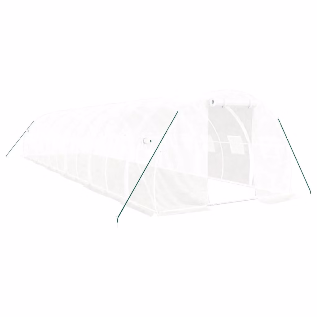 Berkfield Home Freestanding Greenhouse with White Steel Frame and Plastic Cover, W/D/H: 12 x 3 x 2 m – 2