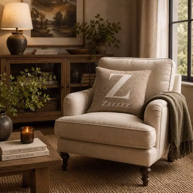 Orsina Zzzzzz Words Cushion in Beige and White Chenille, W/D/H: 45 x 45 x 8 cm – 3