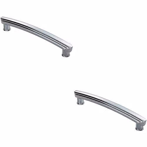 Loops 2 Pack Ridge Design Curved Bow Cabinet Pull Handles in Polished Chrome, 160mm Fixing Centres