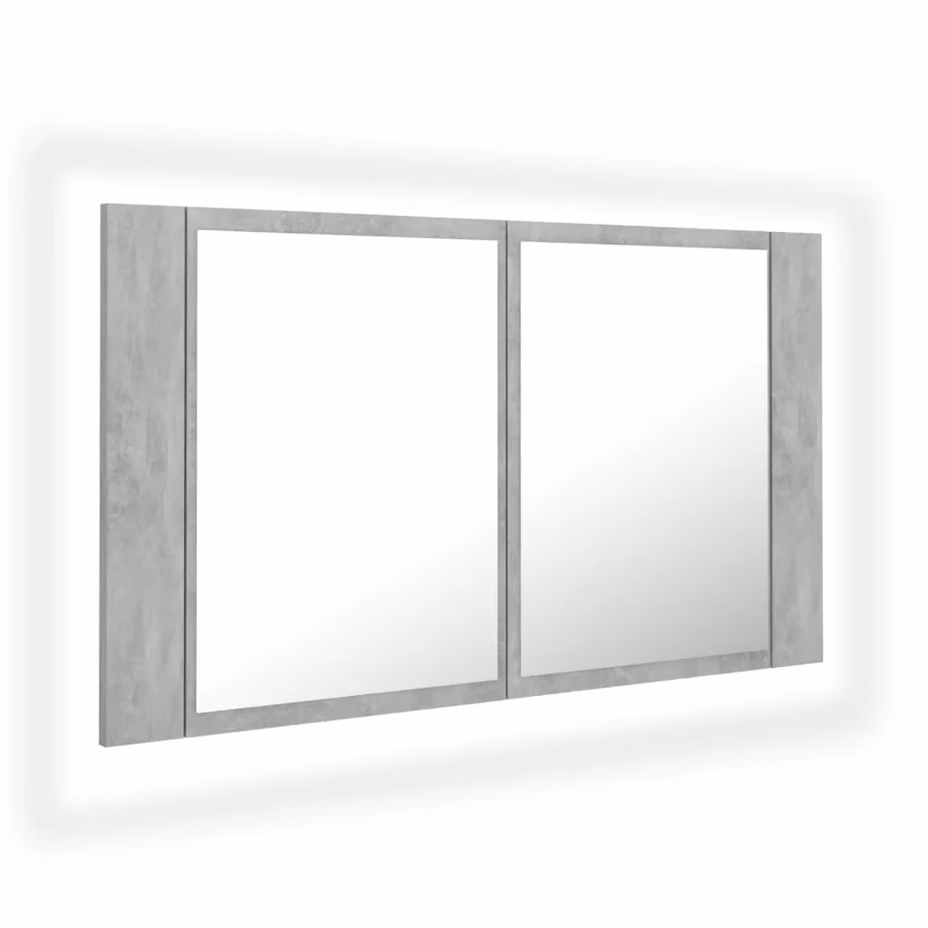 Berkfield Home LED Bathroom Mirror Cabinet in Concrete Grey, W/D/H: 80 x 12 x 45 cm – 2