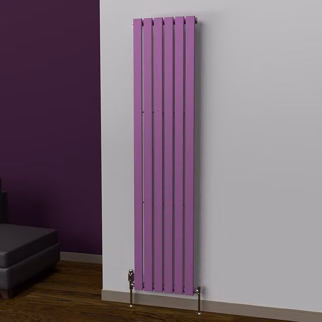 Lux Heat Flat Coloured Vertical Radiator in Purple, H 180 cm x W 42 cm