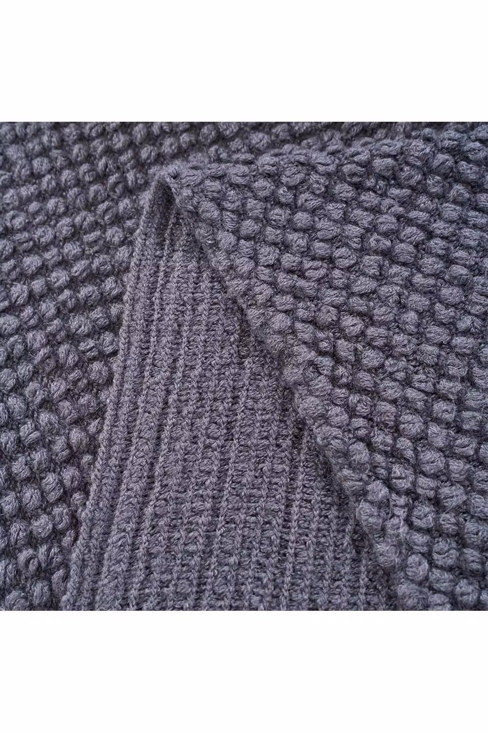 Living and Home Grey Knitted Fringed Throw, W/D/H: 130 x 170 cm – 5