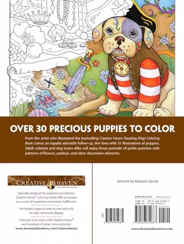 Dover Creative Haven Playful Puppies Colouring Book for Adults, Multicolour – 2
