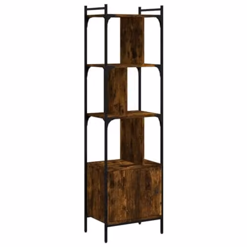 vidaXL Industrial Bookcase with Door in Smoked Oak Brown, W/D/H: 44.5 x 30 x 154.5 cm – 1