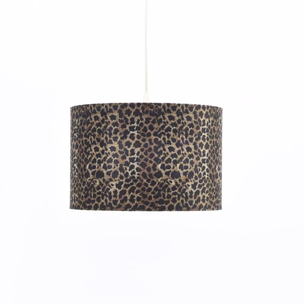 First Choice Lighting Esme Leopard Print Fabric Easy Fit Pendant Lamp Shade in Gold and Multicolour, Diameter: 30 cm – 2