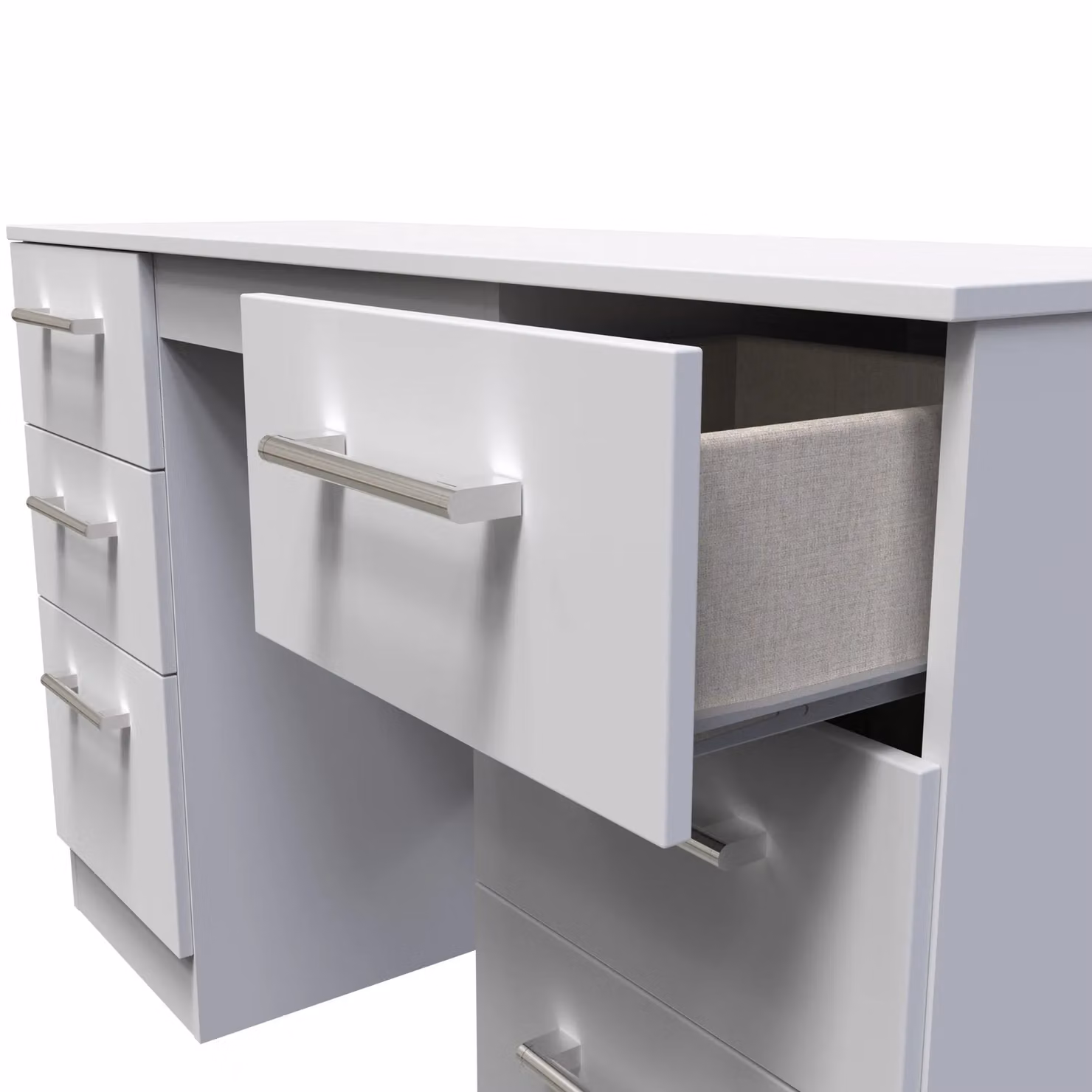 Ready Assembled 2 U Cornwall 6 Drawer Kneehole Desk in Light Grey – 2