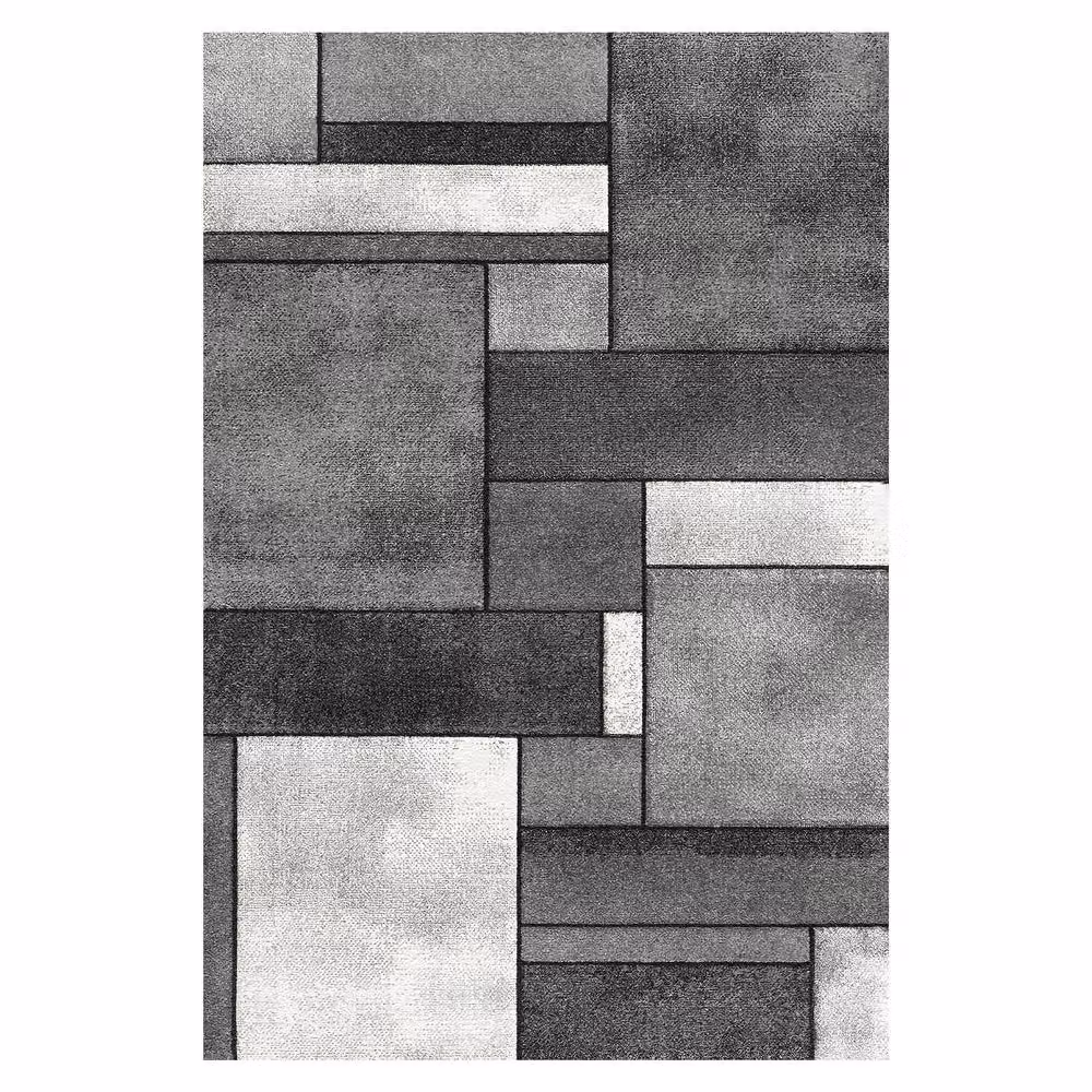 MCC Direct Modern Mosaic Pattern Rectangular Microfibre Rug in Grey, W: 160 cm, D: 230 cm – 2