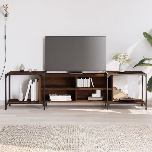 Berkfield Home Brown Oak TV Cabinet W: 203 cm, D: 37 cm, H: 50 cm