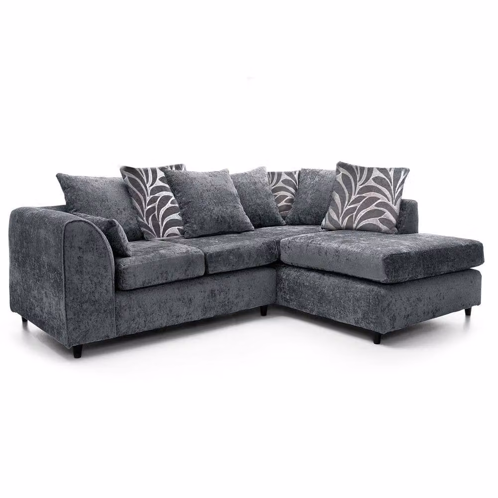 Furnishings For Less UK Zina Grey Chenille Fabric L-Shaped Corner Sofa, 3-4 Seater, Right Hand Facing – 2