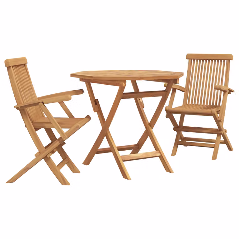 Berkfield Home 3 Piece Folding Garden Bistro Set in Beige Solid Acacia Wood