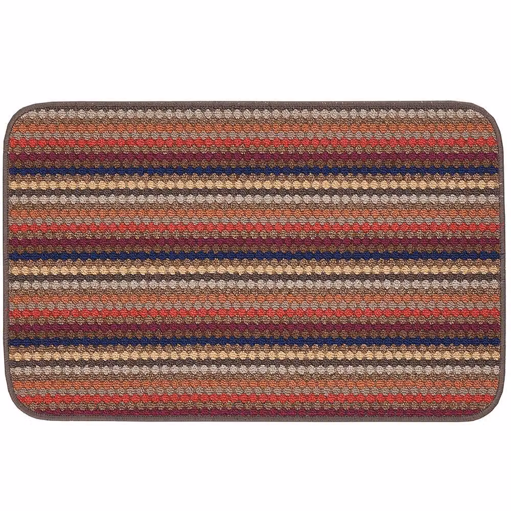 The Rug Shop UK Brown Striped Modern Rectangular Non-Slip Mat, W: 57 cm, D: 90 cm, Thickness: 0.8 cm – 3