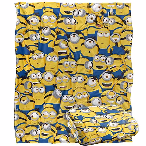 LOGOVISION Minions Silky Touch Super Soft Fleece Throw Blanket, White, W/D/H: 152 x 127 x 1 cm – 1